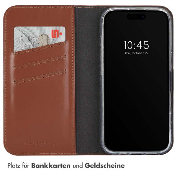 Selencia Echtleder Klapphülle Apple iPhone 16 Pro Max - Hellbraun