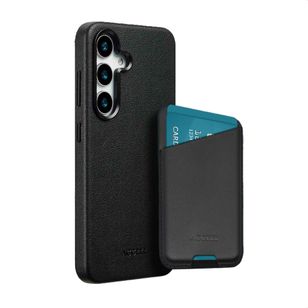 Accezz Echtleder Hülle + MagSafe Wallet Samsung Galaxy S25 Plus - Onyx Black