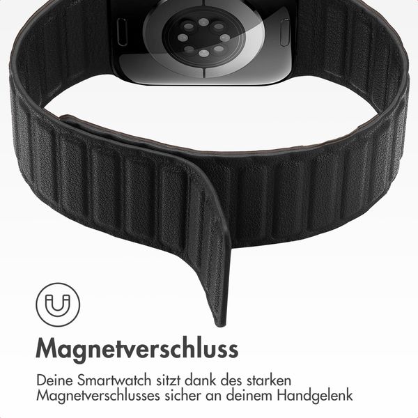 Accezz Magnetisches Echtlederarmband für Apple Watch | 44/45/46/49 mm - Schwarz
