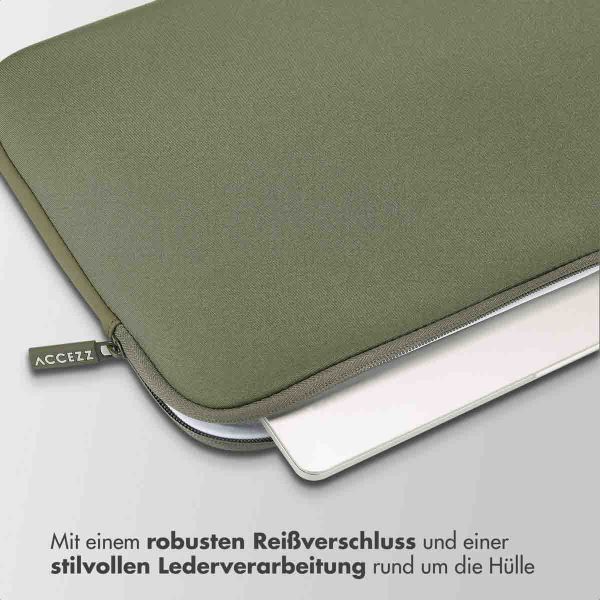 Accezz Laptop Hülle 15-16 Zoll - Laptop Sleeve - Dunkelgrün