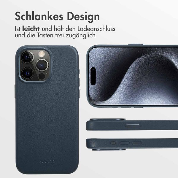 Accezz MagSafe Leather Backcover Apple iPhone 15 Pro - Nightfall Blue