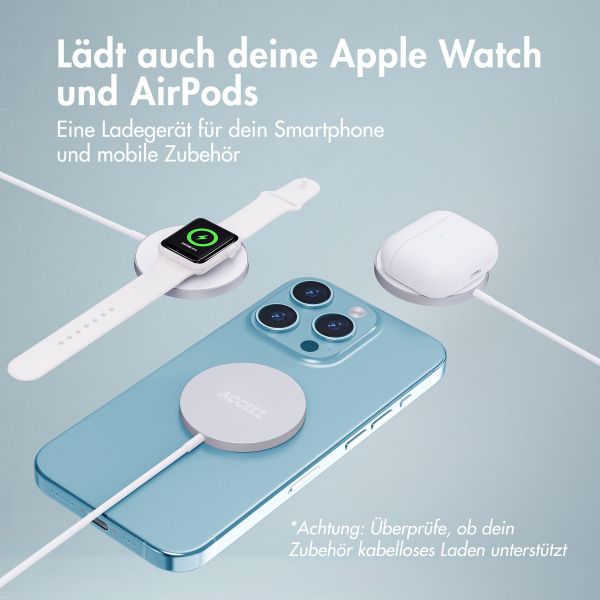 Accezz Wireless Charger USB-C - MagSafe kabelloses Ladegerät - 1 Meter - Weiß