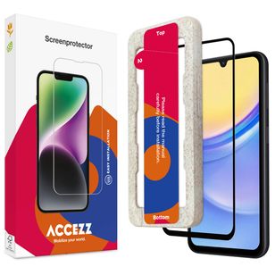 Accezz Vollflächige Schutzfolie aus gehärtetem Glas mit Applikator Samsung Galaxy A15 (5G/4G)