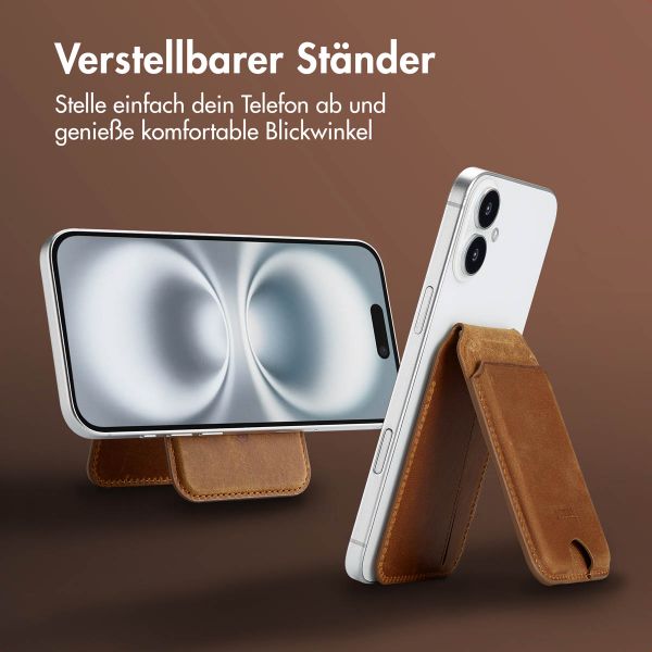 Accezz Vintage Leder MagSafe Kartenhalter mit Ständer - Tobacco Cognac