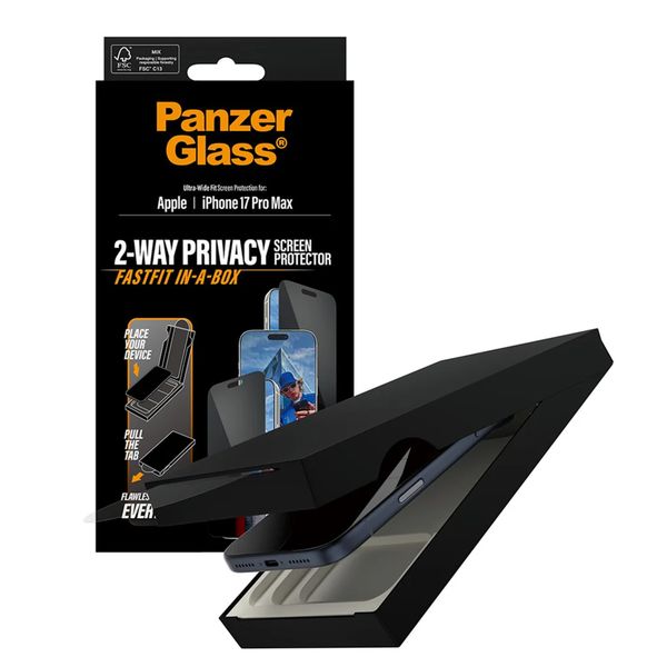 PanzerGlass Ultra Wide Fit FastFit in-a-box Privacy Screen Protector Apple iPhone 17 Pro Max
