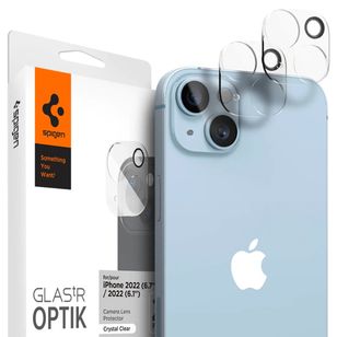 Spigen Optik Lens Protector - Vollständiger Kameraschutz (2er-Pack) für das Apple iPhone 14 / 14 Plus - Crystal Clear