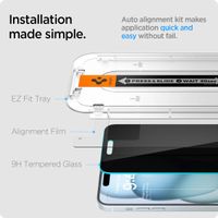 Spigen GLAStR Privacy EZ Fit Displayschutzfolie + Applicator - 2er-Pack Apple iPhone 16 Plus / 15 Plus