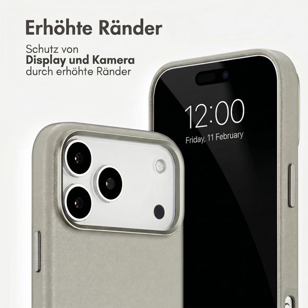Accezz MagSafe Leather Backcover Apple iPhone 18 Pro / 17 Pro - Light Grey