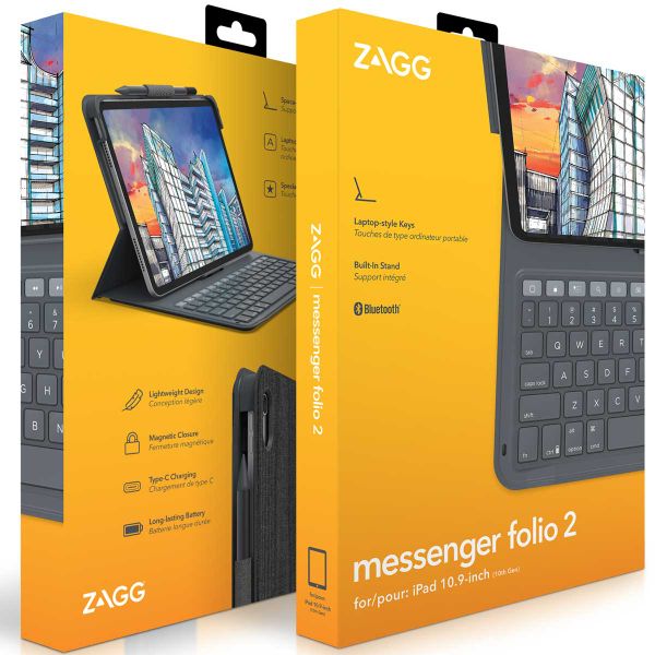 ZAGG Messenger Folio 2 Tastaturhülle Apple iPad 11 (2025) 11 Zoll A16 / iPad 10 (2022) 10.9 Zoll - QWERTY / NL - Charcoal Grey