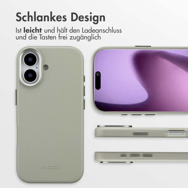 Accezz MagSafe Leather Backcover Apple iPhone 17 - Light Grey