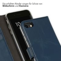 Selencia Echtleder Klapphülle Apple iPhone SE (2022 / 2020) / 8 / 7 / 6(s) - Blau