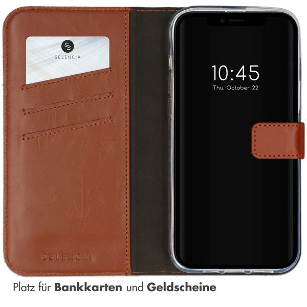 Selencia Echtleder Klapphülle Apple iPhone 14 Plus - Hellbraun