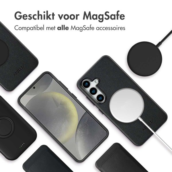 Accezz Echtleder Hülle + MagSafe Wallet Samsung Galaxy S25 Plus - Onyx Black