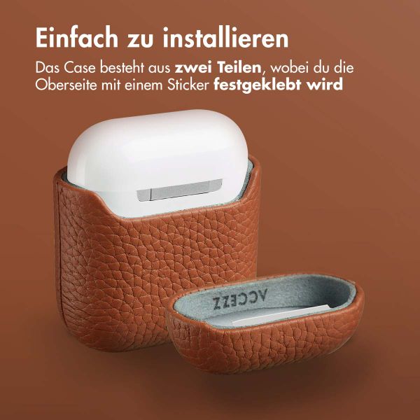 Accezz Echtleder Case  Apple AirPods 1 / 2 - Cognac