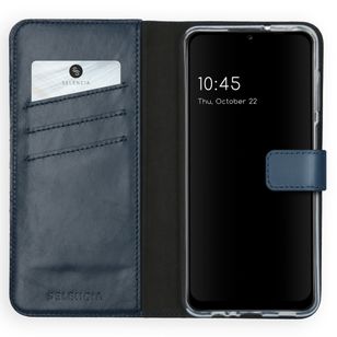 Selencia Echtleder Klapphülle Samsung Galaxy A12 - Blau
