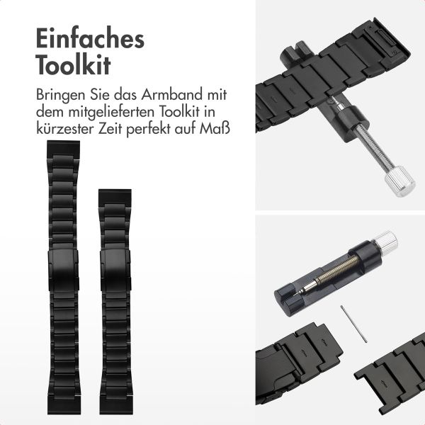 Accezz Mattes Titanstahlarmband -   Garmin 26 mm Anschluss - Schwarz