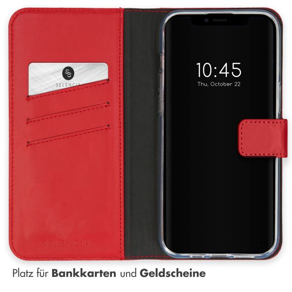 Selencia Echtleder Klapphülle Apple iPhone 15 Plus - Rot