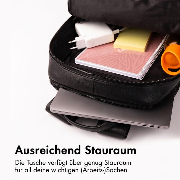 Accezz Leather Laptop Rucksack 16 Zoll - Schwarz