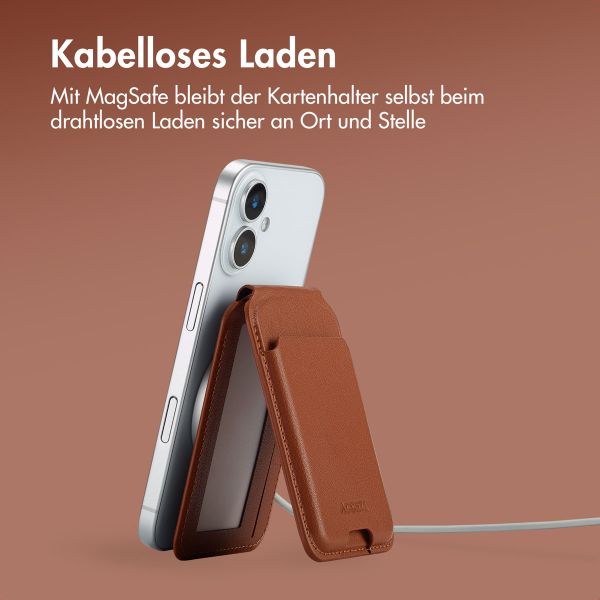 Accezz Leder-Wallet mit Standfunktion - Geeignet für MagSafe und Qi2 - Sienna Brown