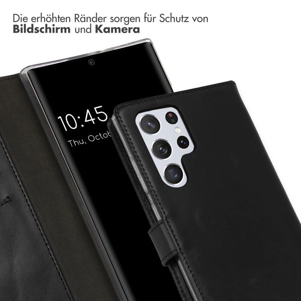 Selencia Echtleder Klapphülle Samsung Galaxy S22 Ultra - Schwarz