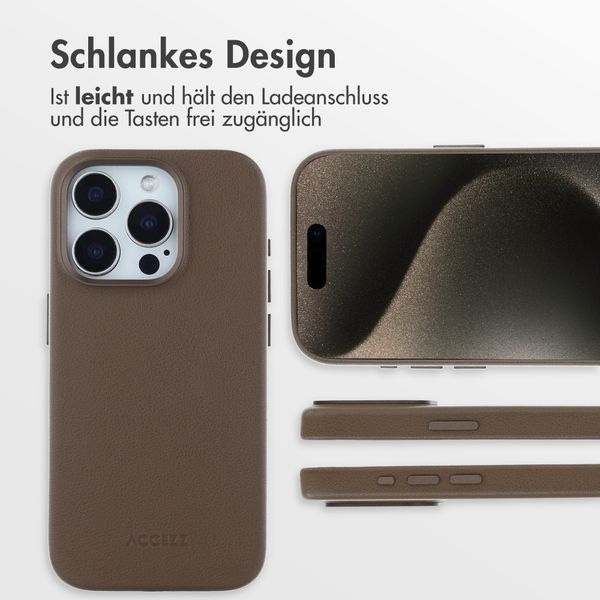 Accezz MagSafe Leather Backcover Apple iPhone 15 Pro - Kaffeebraun