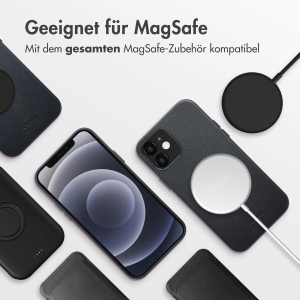 Accezz MagSafe Leather Backcover Apple iPhone 12 (Pro) - Onyx Black