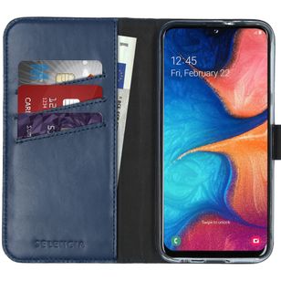 Selencia Echtleder Klapphülle Samsung Galaxy A20e - Blau