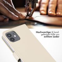 Selencia Echtleder Klapphülle Apple iPhone 12 (Pro) - Greige