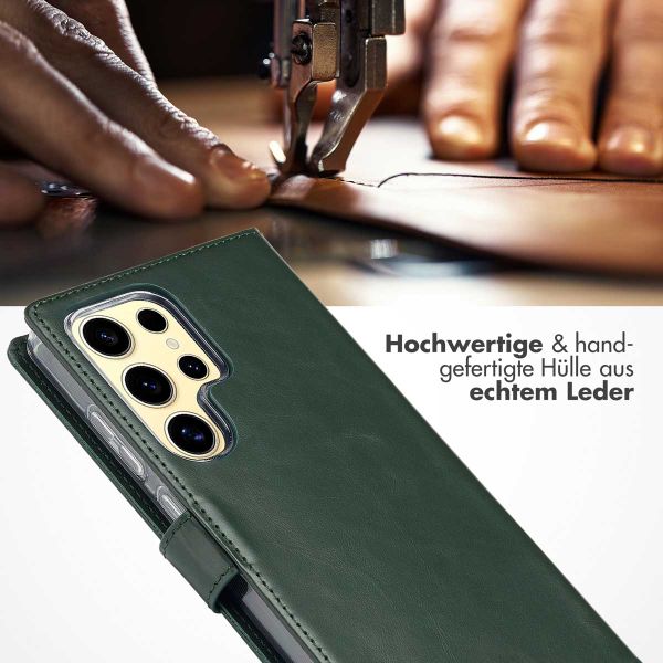 Selencia Echtleder Klapphülle Samsung Galaxy S25 Ultra - Grün