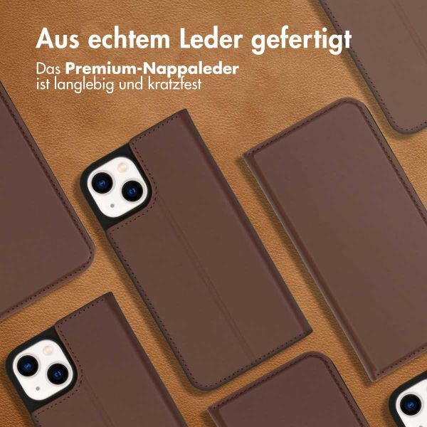 Accezz Premium Leather Slim Klapphülle Apple iPhone 14 - Braun