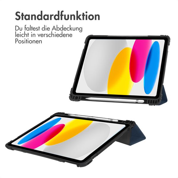 Accezz Rugged Trifold Klapphülle Apple iPad 11 (2025) 11 Zoll A16 / iPad 10 (2022) 10.9 Zoll - Dunkelblau