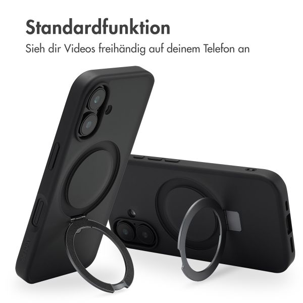 Accezz Ring Stand Backcover mit MagSafe Apple iPhone 16 - Schwarz
