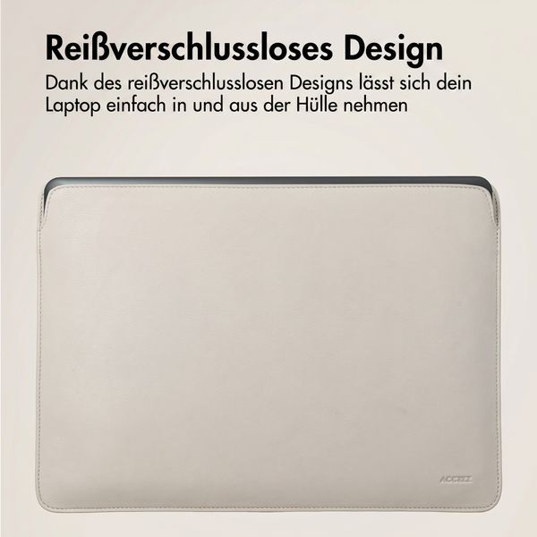 Accezz Leder Laptop Hülle 13 Zoll - Laptop Sleeve - Beige