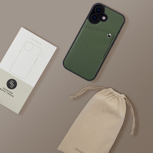 Selencia Riva Back Cover mit Kartenfach Apple iPhone 16 - Sage Green