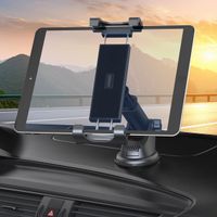 Accezz Tablet halterung Auto - Armaturenbrett und Windschutzscheibe - Verstellbar - Universal - Schwarz