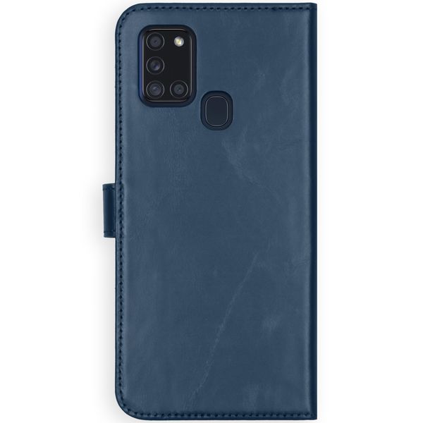 Selencia Echtleder Klapphülle Samsung Galaxy A21s - Blau