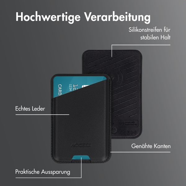 Accezz Magnetischer Lederkartenhalter - Geeignet für Apple Find My - Onyx Black
