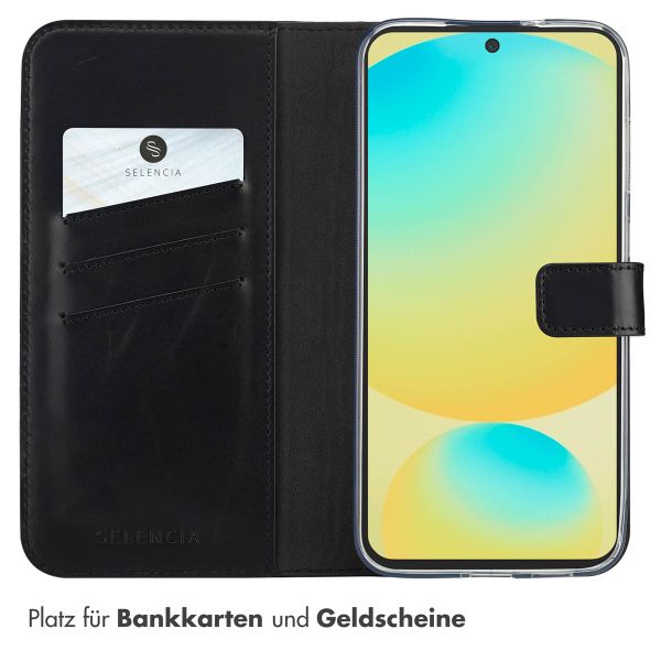 Selencia Echtleder Klapphülle Samsung Galaxy S25 FE - Schwarz