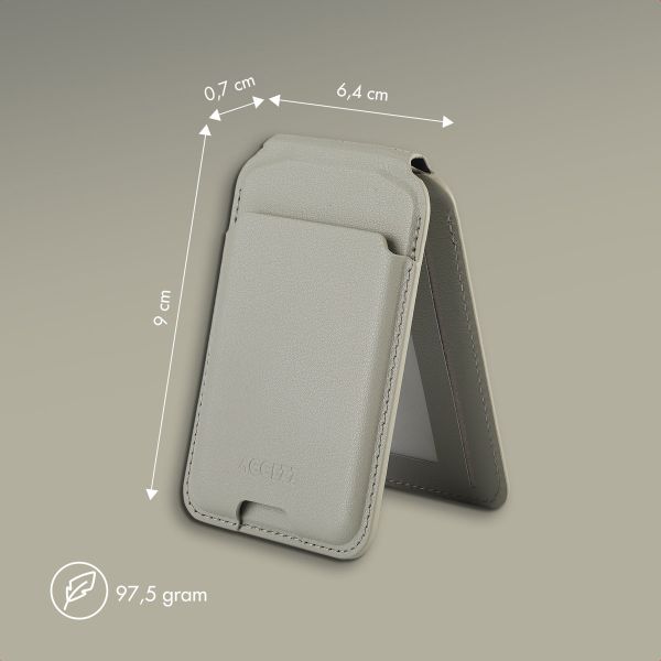 Accezz Leder-Wallet mit Standfunktion - Geeignet für MagSafe und Qi2 - Light Grey