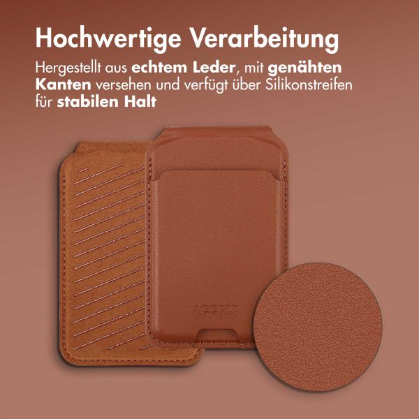 Accezz Leder-Wallet mit Standfunktion - Geeignet für MagSafe und Qi2 - Sienna Brown