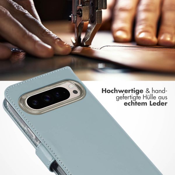 Selencia Echtleder Klapphülle Google Pixel 9 / 9 Pro - Air Blue