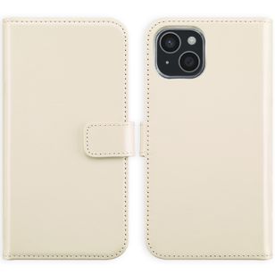 Selencia Echtleder Klapphülle Apple iPhone 15 - Greige
