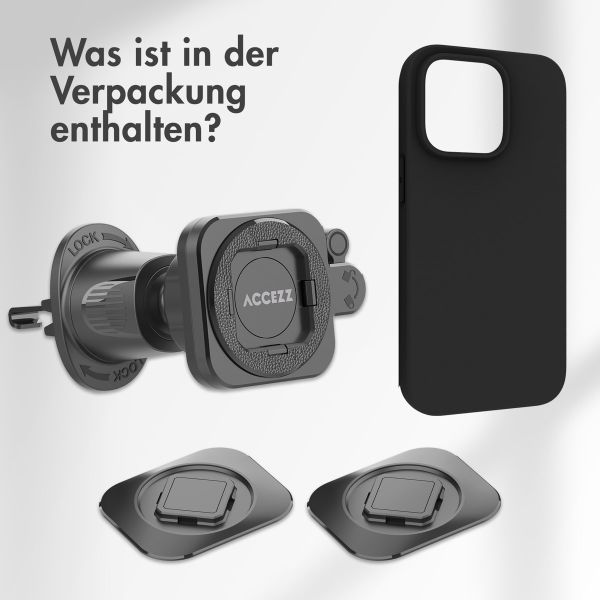 Accezz EasyLock Handyhalterung Auto - Inklusive Hülle für das Apple iPhone 14 Pro - Lüftungsgitter -  360 Grad drehbar - Schwarz