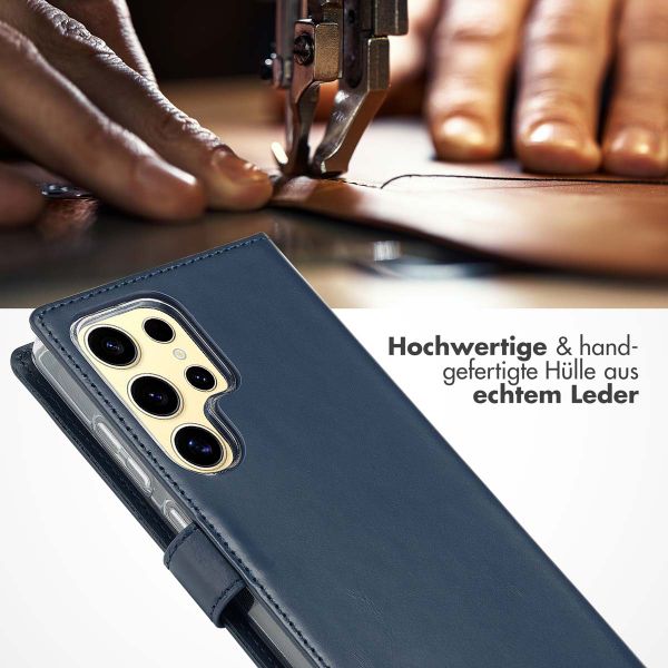 Selencia Echtleder Klapphülle Samsung Galaxy S25 Ultra - Blau