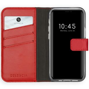 Selencia Echtleder Klapphülle Apple iPhone 12 Mini - Rot