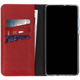 Selencia Echtleder Klapphülle Huawei P30 - Rot