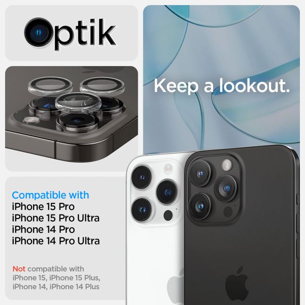 Spigen GLAStR Optik Camera Lens Protector - Kamerainsel-Schutz (2er-Pack) Apple iPhone 15 Pro / 15 Pro Max - Transparent