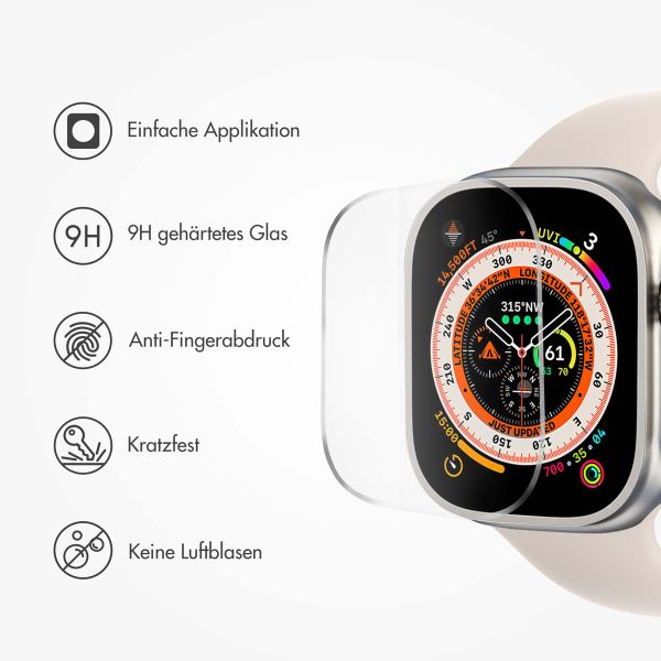Accezz Displayschutz aus gehärtetem Glas mit Applikator Apple Watch Ultra 1 / 2 / 3 - 49 mm