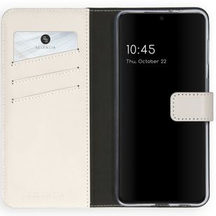Selencia Echtleder Klapphülle Samsung Galaxy S21 Plus - Greige
