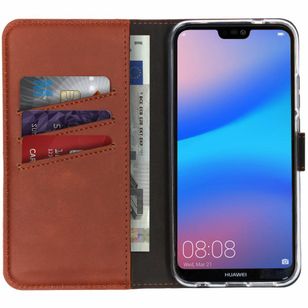 Selencia Echtleder Klapphülle Huawei P20 Lite - Hellbraun